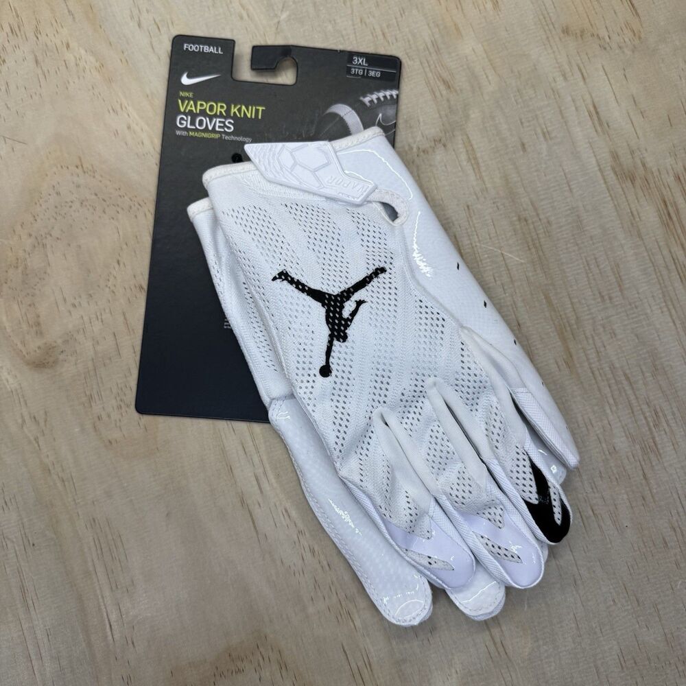 NEW Jordan Vapor Knit Football Gloves White NFL Logo Sz 3XL CK3017-102